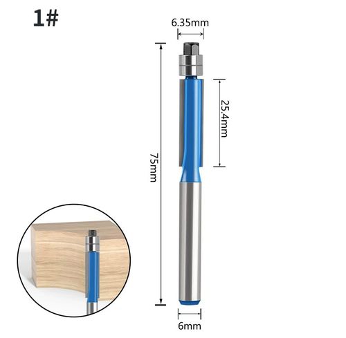 Blue 6mm Shank Router Bit with Tungsten Steel Blade for All Woodworking Needs