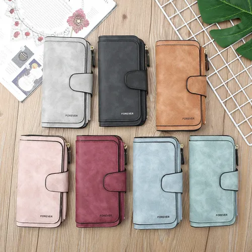 Large Capacity Long Women's Frosted PU Multi-Purpose Women's Wallet Clutch Card Holder Women's High-end