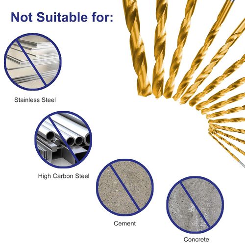 99pcs Straight Shank Twist Drill Set High-Speed Steel Ti-Plating Drill Bits Kit Punching and Drilling Accessory Twist Drills with Storage Box