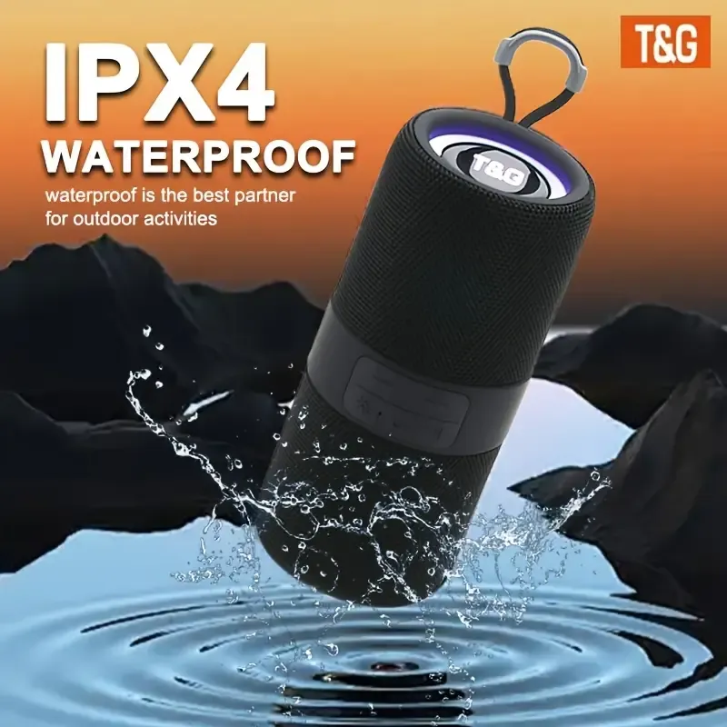 T&G TG671 Portable Wireless Speaker with LED Light, Rated, Dual Stereo Sound, Hands-Free Calling, FM Radio, TF&USB Card Playback, Type-C Charging - Ideal for Outdoor Activities and Camping