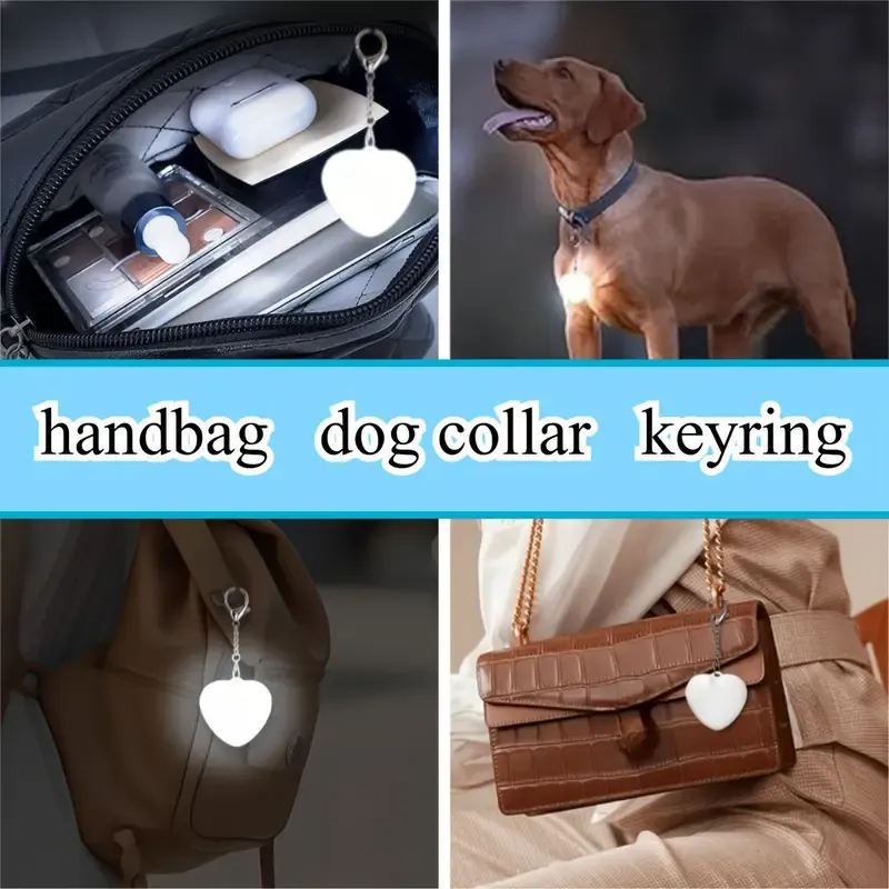 2PCS USB Rechargeable Touch-Controlled Heart-Shaped LED Keyring Light