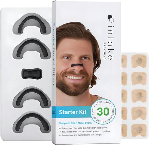 Breathing Nasal Strip Starter Kit (30 Count, Black) - Boost Oxygen Intake, Reduce Snoring, Improve Sleep Quality - Sweat Resistant, Skin Safe Nasal Strips - Extra Strength Snoring Solution