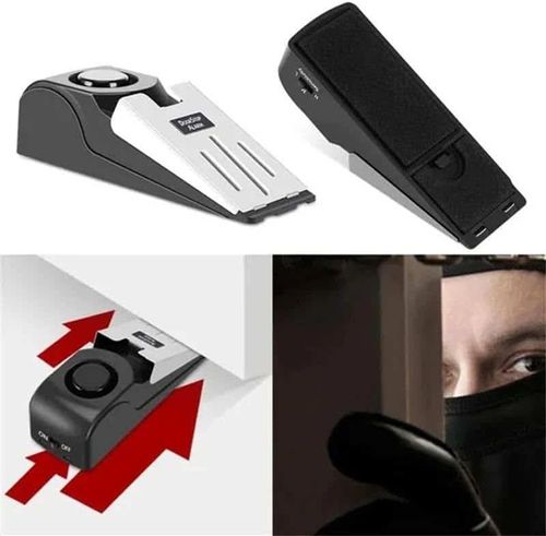 Portable Door Stop Alarm, 120 dB Anti-theft Siren System, Security Wedge Shape Door Stopper, Wireless Home Alarm Blocking System Door Stopper Good for Home Or Travel