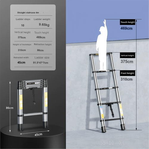 Telescopic Extension Ladder , Aluminum Extension Ladder with Carrying Bag for Outdoor Indoor Use