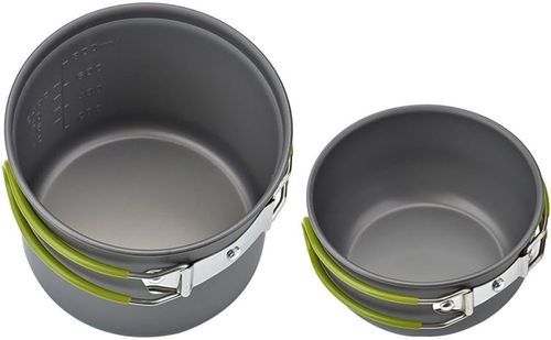 Camping Cookware Mess Kit Backpacking Pot Gear Camping Cooking Pots and Pans Set Camp Kitchen Equipment Accessories Green