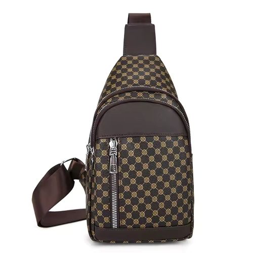 VC Men's Double Pockets Urban Travel Chest Bag Lightweight PU Leather Men Shoulder Bag Phone Sling Crossbody Bags for Men