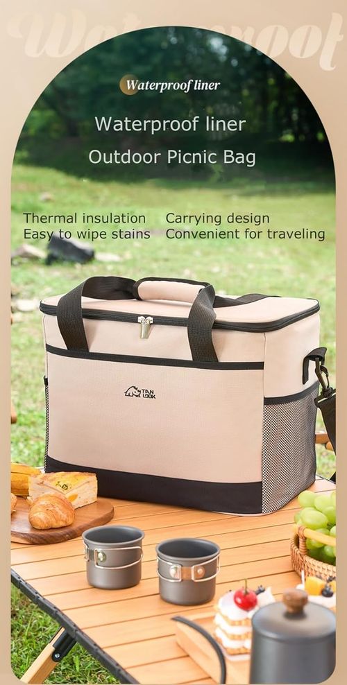 30L Large Capacity Foldable Insulated Cooler Bag Big Leak-Proof Soft Side Portable Cooler Bag for Outdoor Travel Beach Picnic Camping BBQ Party