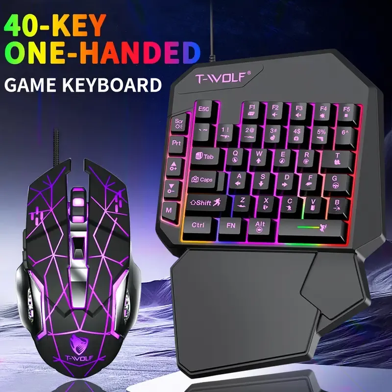 T-WOLF RGB Backlit 35 Key Portable Mini Gaming Keyboard