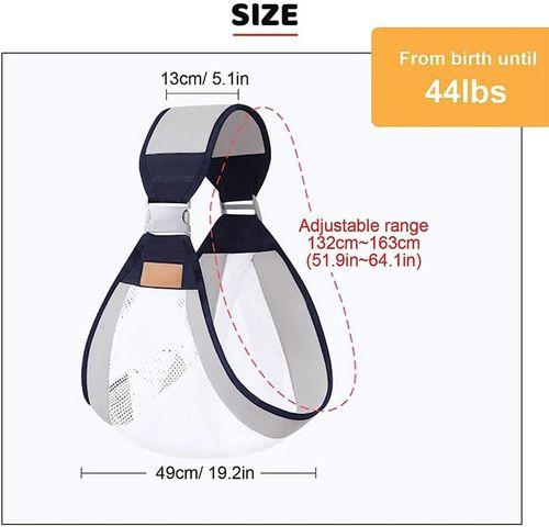 Comfortable, Adjustable Natural Cotton Baby Sling Carrier - Ideal for Newborns to Toddlers Under 44lbs(20Kg) - Breathable Half Wrap Hi