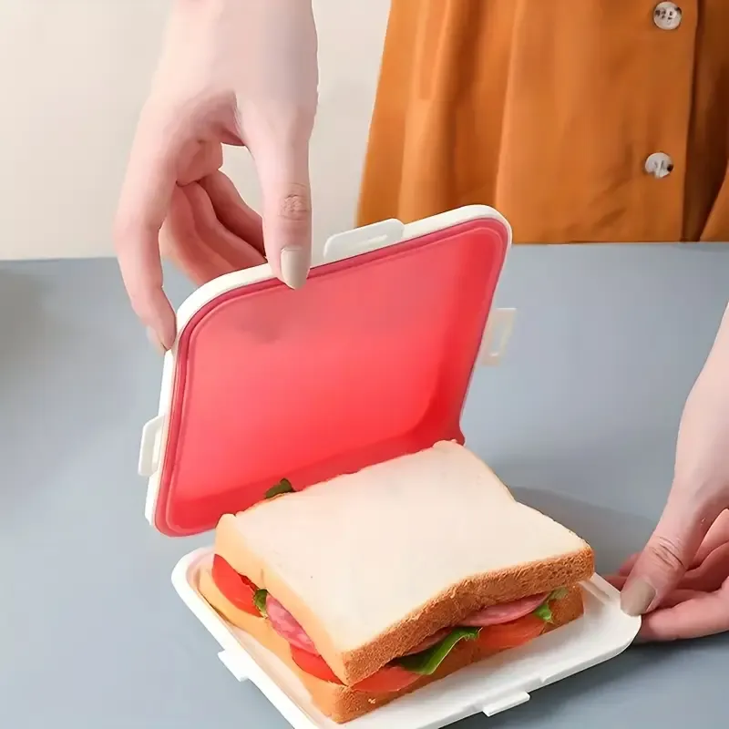 3PCS Portable Silicone Sandwich Storage Box