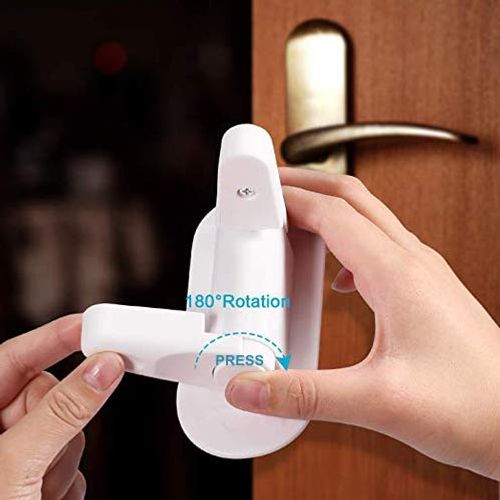 2pcs Child Safety Locks Door Handle Fixed Lock Baby Bnti-opening Door Lock Dynamic Function Safety Lock Punch-free