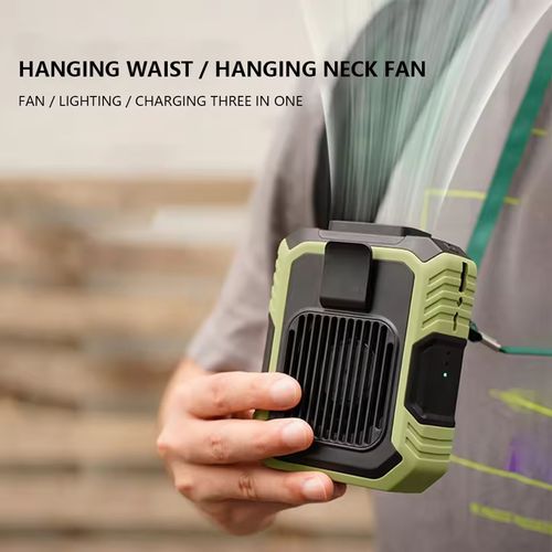 Portable Waist Fan Emergency Mobile Power USB Rechargeable 3 Speed 4000mAh Hands-free Portable Fan Cooling Security Waist Fan
