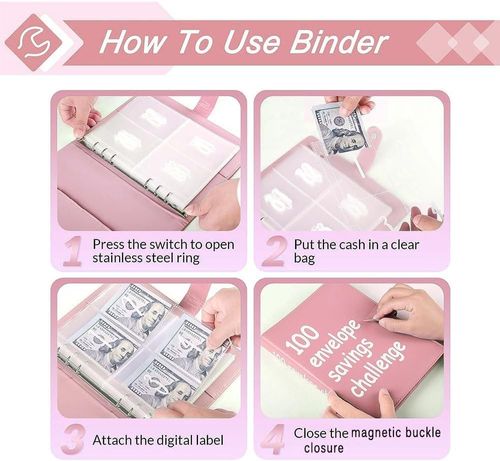 100 Envelope Challenge Binder, Budget Planner Saving Wallet