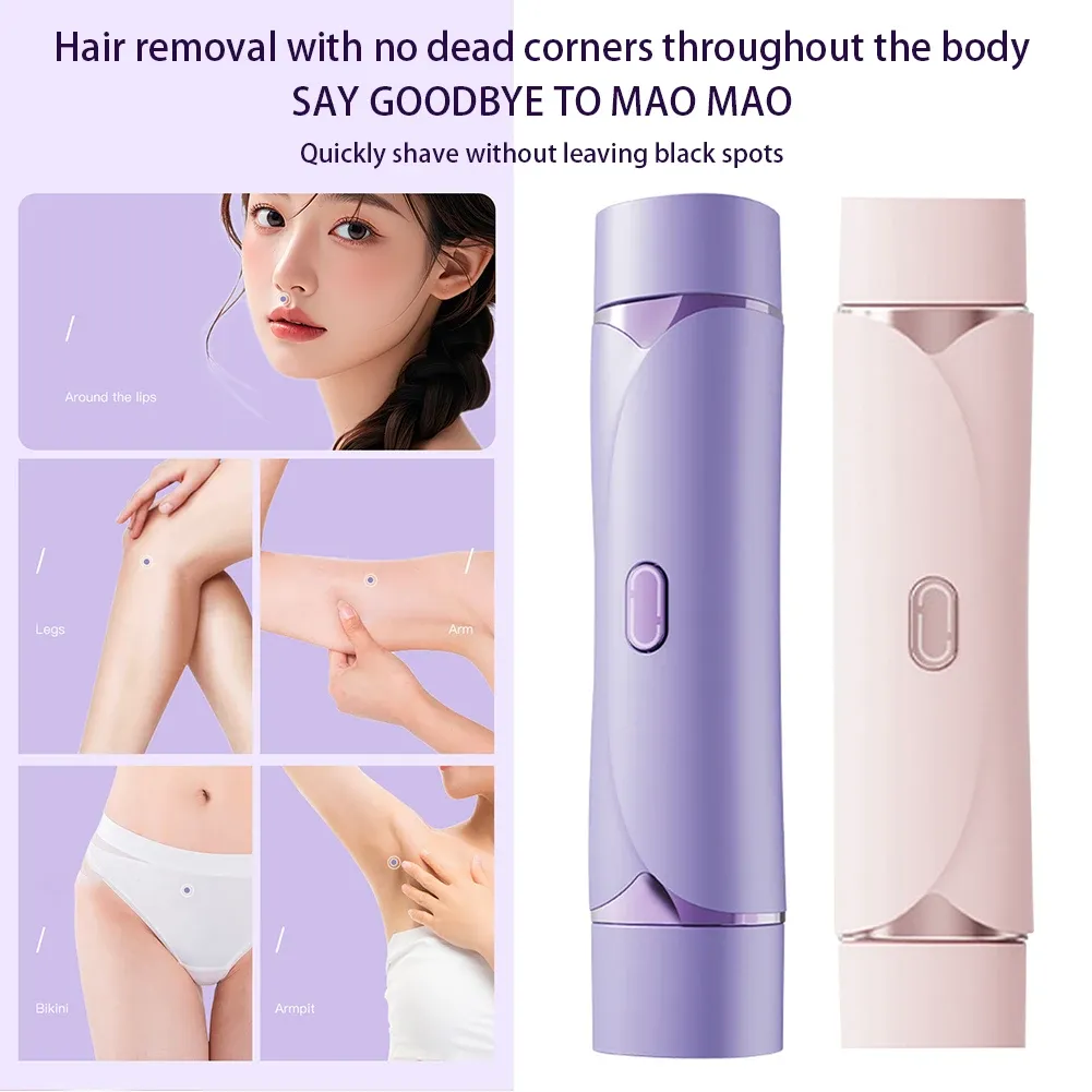 2-in-1 Electric Razors for Women Dual Head Bikini Trimmer Face Shavers Hair Removal for Underarms Legs Ladies Body Hair Trimmer