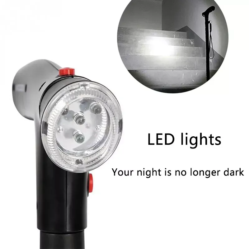 Portable Walking Stick Old Peoples Stick Medical Crutches Folding Walking Cane With LED Light and Alarm