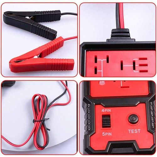 Automotive Relay Tester 12V Auto Relay Diagnostic Tool Small Handheld DIY Car Relay Tester with Battery Clips