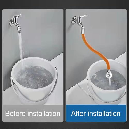 55cm Drain Extension Tube, Faucet Extender Adjustable Sink Drain Extension Tube, ABS 360 Degree Adjustable Tap Extension Tube for Bathroom Orange
