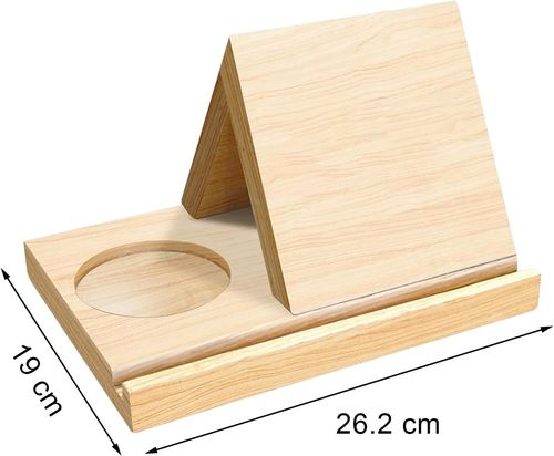Wooden triangle bookshelf wooden bookshelf with cup holder small bookshelf reading gift