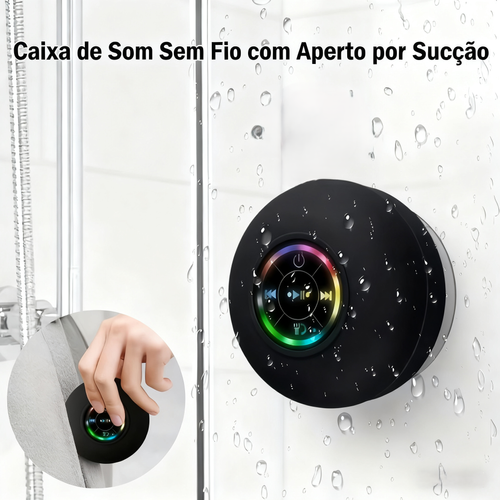 Caixa de Som Bluetooth Preta (À Prova de Água e Portátil)