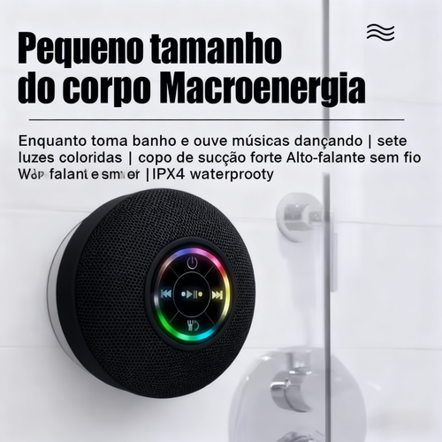 Caixa de Som Bluetooth Preta (À Prova de Água e Portátil)