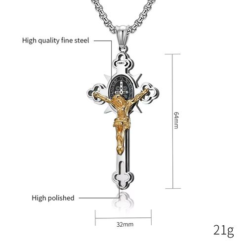 Colar de cruz bicolor