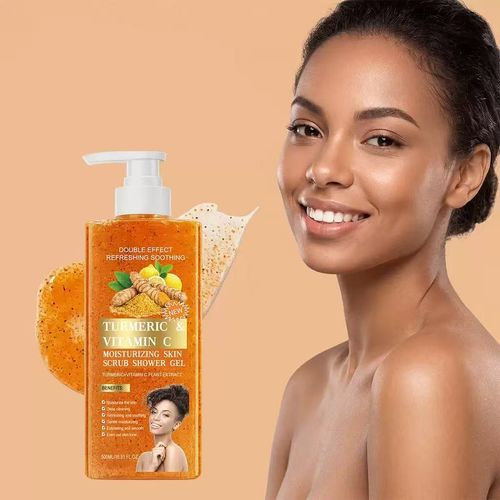 Say Goodbye to Dark Spots & Dead Skin! Easy-to-Push Turmeric & Vitamin C Shower Gel (500ml)! 🚿💛