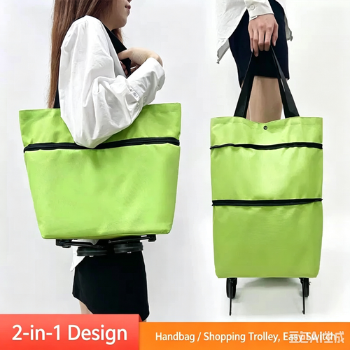2-in-1 Foldable Shopping Trolley & Handbag – Heavy-Duty, Waterproof, Perfect for Markets & Supermarkets! 🛒👜