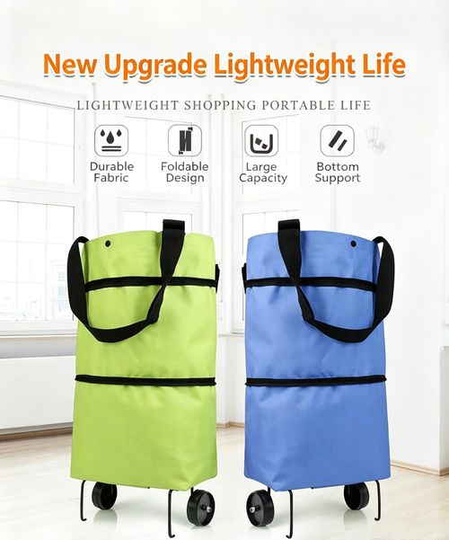 2-in-1 Foldable Shopping Trolley & Handbag – Heavy-Duty, Waterproof, Perfect for Markets & Supermarkets! 🛒👜