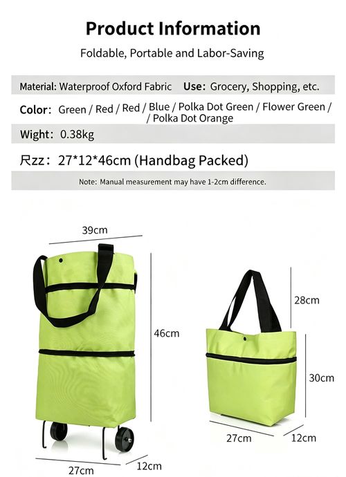 2-in-1 Foldable Shopping Trolley & Handbag – Heavy-Duty, Waterproof, Perfect for Markets & Supermarkets! 🛒👜