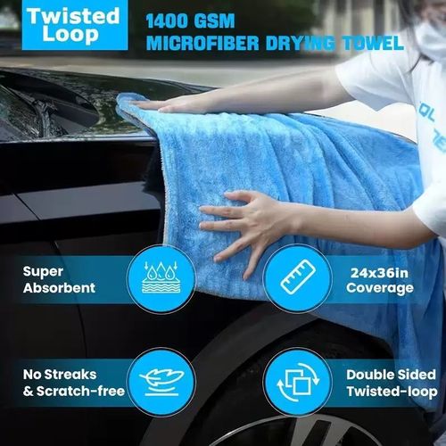 Twisted-Loop Microfiber Drying Towel – 1400GSM, Ultra Absorbent, No Streaks, No Scratches – The Ultimate Car Care Tool