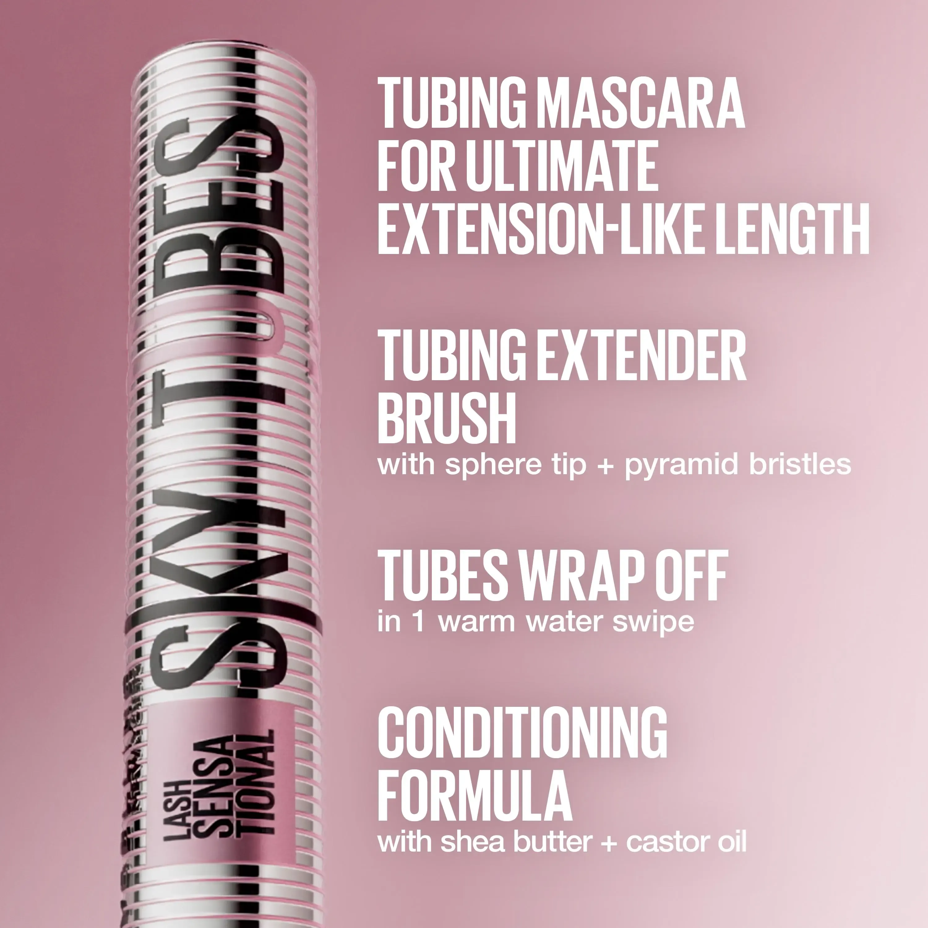 Sky Tubes Tubing Mascara, 24H Extension-Like Length & Volume, Smudge-Proof, Maybelline New York