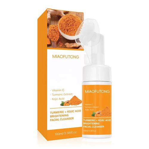 Vitamin C & Turmeric Foam Cleanser – With Silicone Brush, Gently Removes Dirt, Brightens Skin! 🧖‍♀️💛