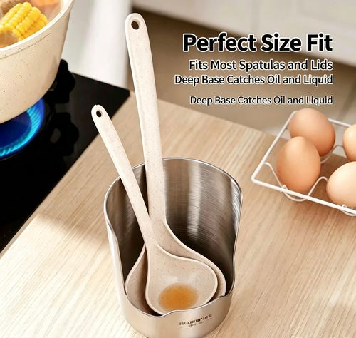 One Holder, Endless Uses – 304 Stainless Steel Spoon & Lid Rest for a Cleaner, Organized Kitchen! 💪🥄