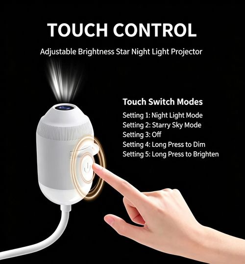 Starry Night Projector Light – Touch Control, Adjustable Brightness, 3 Modes – Perfect for Bedrooms, Cars & Parties! 🌟✨
