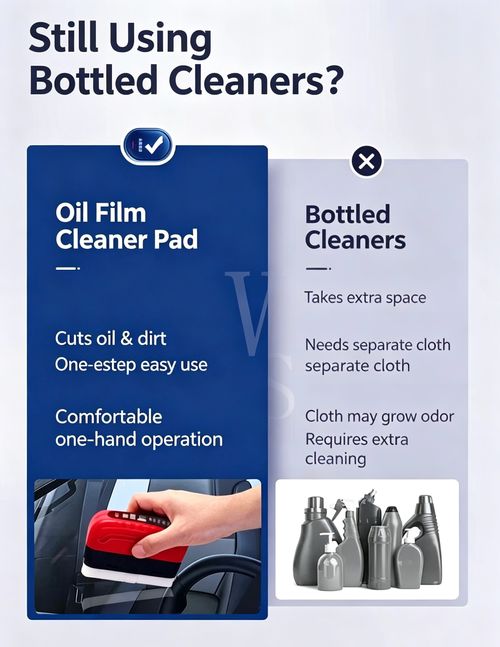 Glass Oil Film Cleaner Pad – Removes Bugs, Dirt & Haze in Minutes – Safe for All Glass Surfaces! 🚗✨