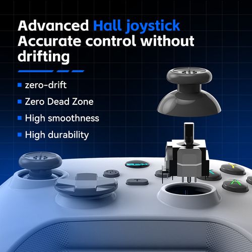 Triple-Mode Wireless Gaming Controller with Hall Joystick & Trigger, Dual Vibration Motors 6-Axis Gyroscope - for Switch, PC, iOS, Android
