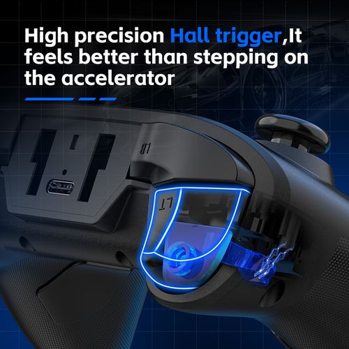 Triple-Mode Wireless Gaming Controller with Hall Joystick & Trigger, Dual Vibration Motors 6-Axis Gyroscope - for Switch, PC, iOS, Android