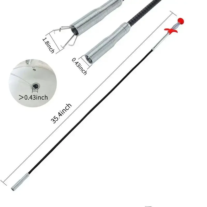 Flexible 4-Claw Drain Grabber Tool, Bendable Spring Cable Clog Remover for Sink, Tub, Toilet and Narrow Pipe Cleaning