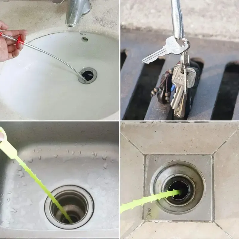 Flexible 4-Claw Drain Grabber Tool, Bendable Spring Cable Clog Remover for Sink, Tub, Toilet and Narrow Pipe Cleaning