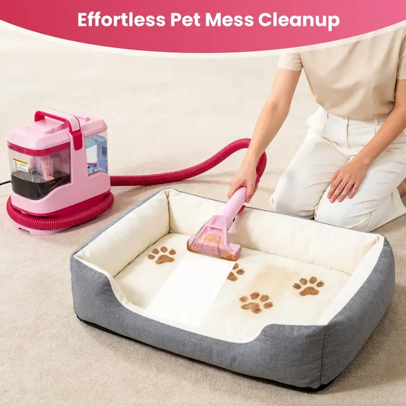 Upholstery Carpet Vacuum Cleaner, 18KPa Suction Spot Cleaning Machine for Pet Stains, Carpets, Sofa, Car Seats, Mattress, with 3 Multipurpose Cleaning Tools, 6'' Deep Cleaning Brush | Portable 3-in-1 Little Pink C9S pet lovers home essentials Summer Sale