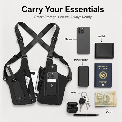 Adjustable Underarm Shoulder Bag for Men and Women - Anti-theft Hidden Storage for Cell Phones and Other Hunting and Outdoor Gear, Premium Leather. Crossbody Fanny Pack Lightweight Pockets