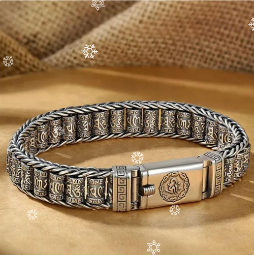 😊💎 50% DE RÉDUCTION ! 💎 Bracelet Roue de Prière Tibétaine – Argent 925, Porte-Bonheur & Cadeau Saint-Valentin