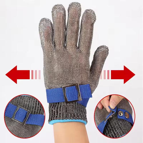 🥩Heavy-Duty Level 9 Cut Resistant Glove, Cut Resistant Stainless Steel Metal Mesh Chainmail Glove