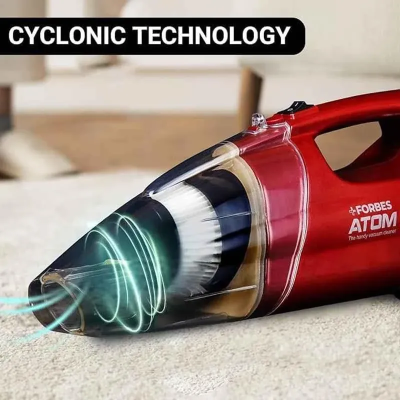 Eureka Forbes Atom 600W 0.5 Litre Red Handheld Vacuum Cleaner with Powerful Cyclonic Technology & Washable Filter, GFCDECATOM0000