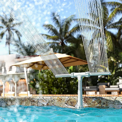 Solar Pool Fountain with Lights Dual Arc - Above Inground Pool Fountain Lights with Remote Control