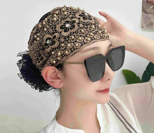 Plum Blossom Hollow Beaded Wide Headband