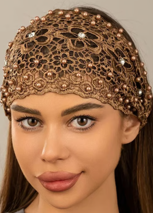 Plum Blossom Hollow Beaded Wide Headband