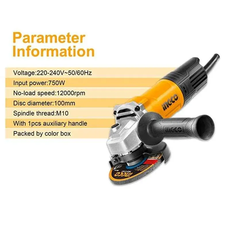 Ingco 750W M10 Angle Grinder, AG750282