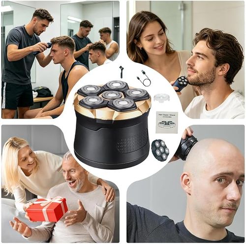 🔥Hot Seller🔥 COD！6-Head Rotary Electric Head Shaver – Rechargeable Bald Head Grooming Kit