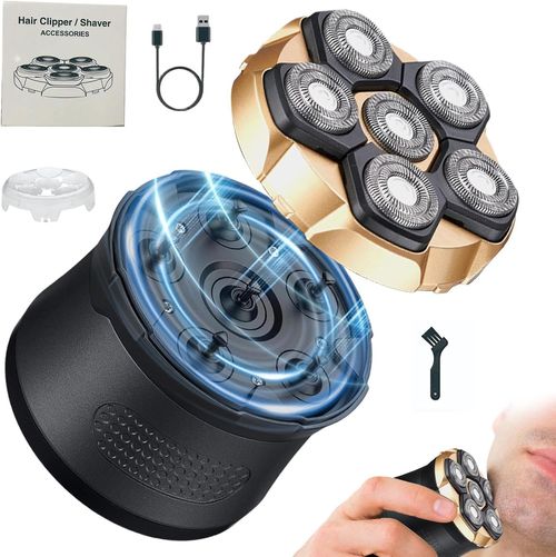 🔥Hot Seller🔥 COD！6-Head Rotary Electric Head Shaver – Rechargeable Bald Head Grooming Kit